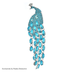 PENDRA Plume Rhinestone Tassel Peacock Brooch