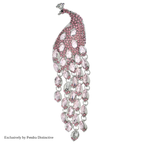 PENDRA Plume Rhinestone Tassel Peacock Brooch