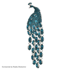 PENDRA Plume Rhinestone Tassel Peacock Brooch