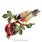 PENDRA Pomegranate Bird Animal Fruit Flower Brooch