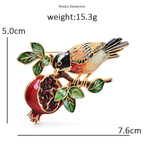 PENDRA Pomegranate Bird Animal Fruit Flower Brooch