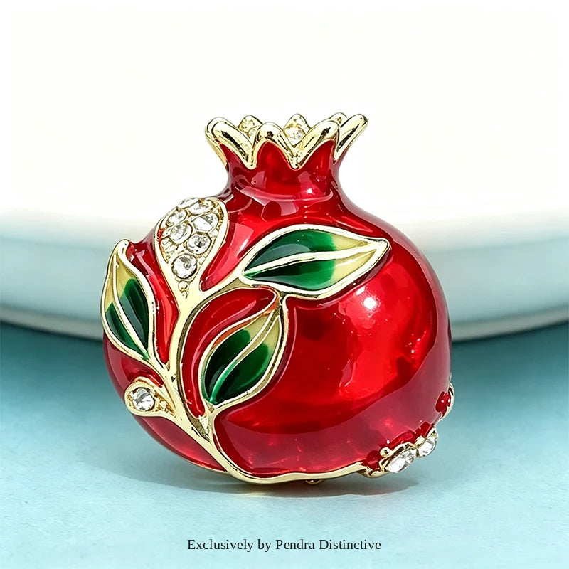 PENDRA Pomella Cute Enamel Pomegranate Brooch