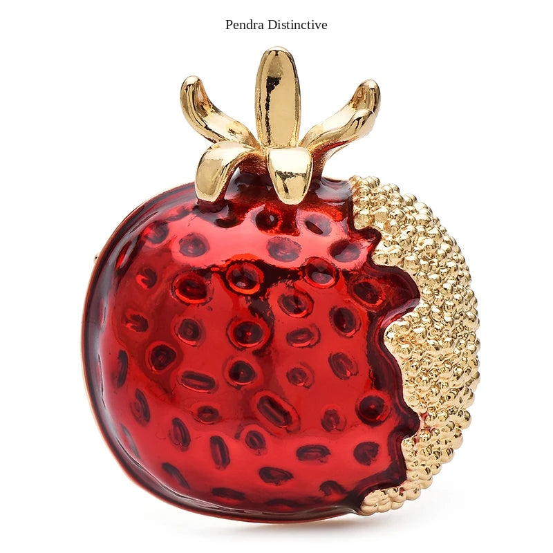 PENDRA Pomella Red Enamel Pomegranate Brooch