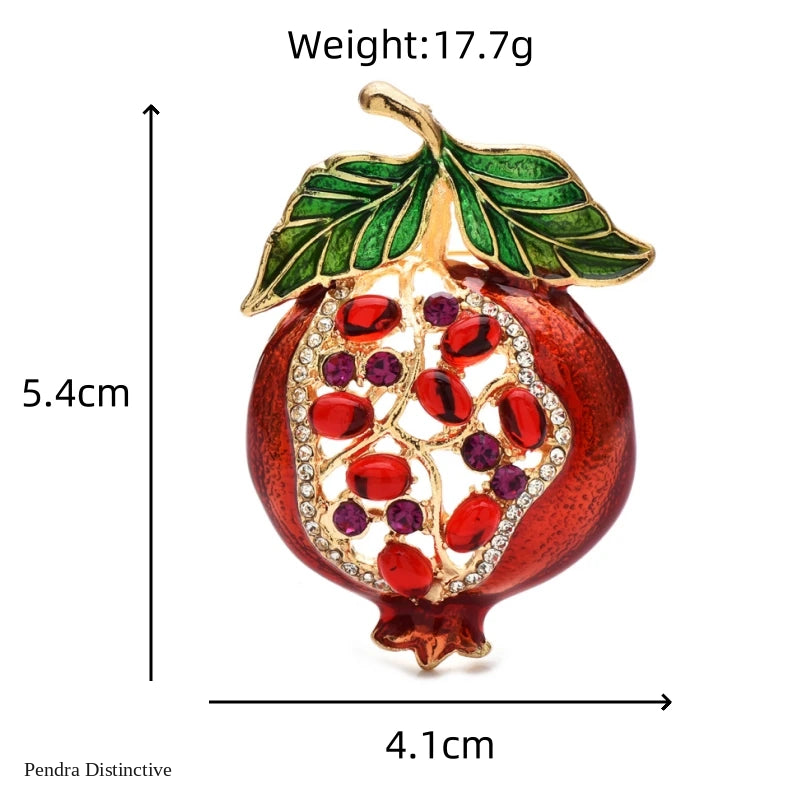 PENDRA Pomella Red Enamel Pomegranate Brooch