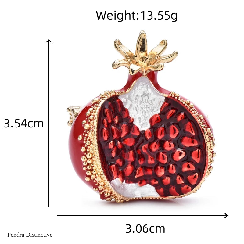 PENDRA Pomella Red Enamel Pomegranate Brooch