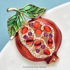 PENDRA Pomella Red Enamel Pomegranate Brooch
