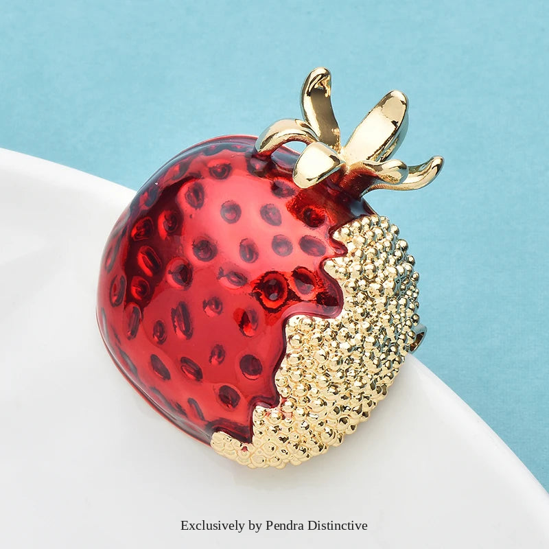 PENDRA Pomella Red Enamel Pomegranate Brooch