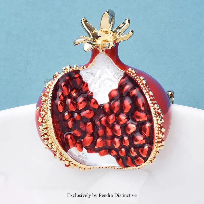 PENDRA Pomella Red Enamel Pomegranate Brooch