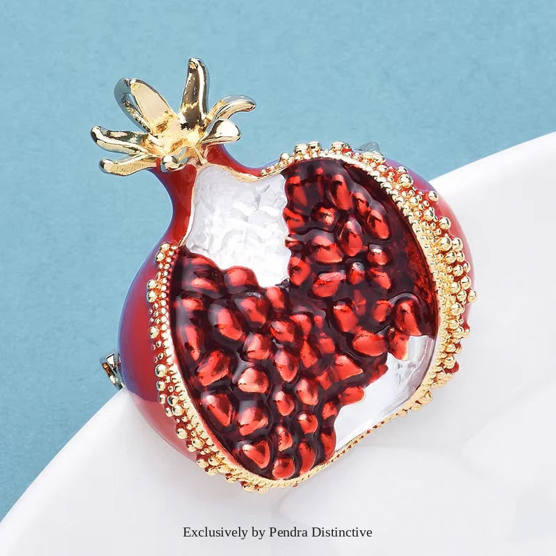PENDRA Pomella Red Enamel Pomegranate Brooch