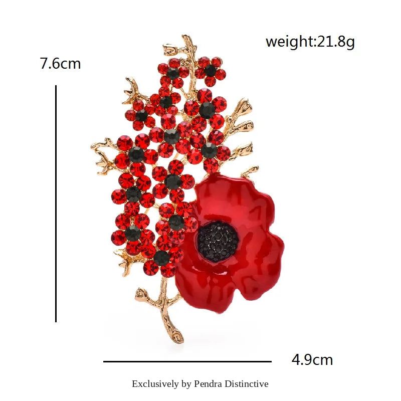 PENDRA Poppielle Beautiful Poppy Flower Brooch