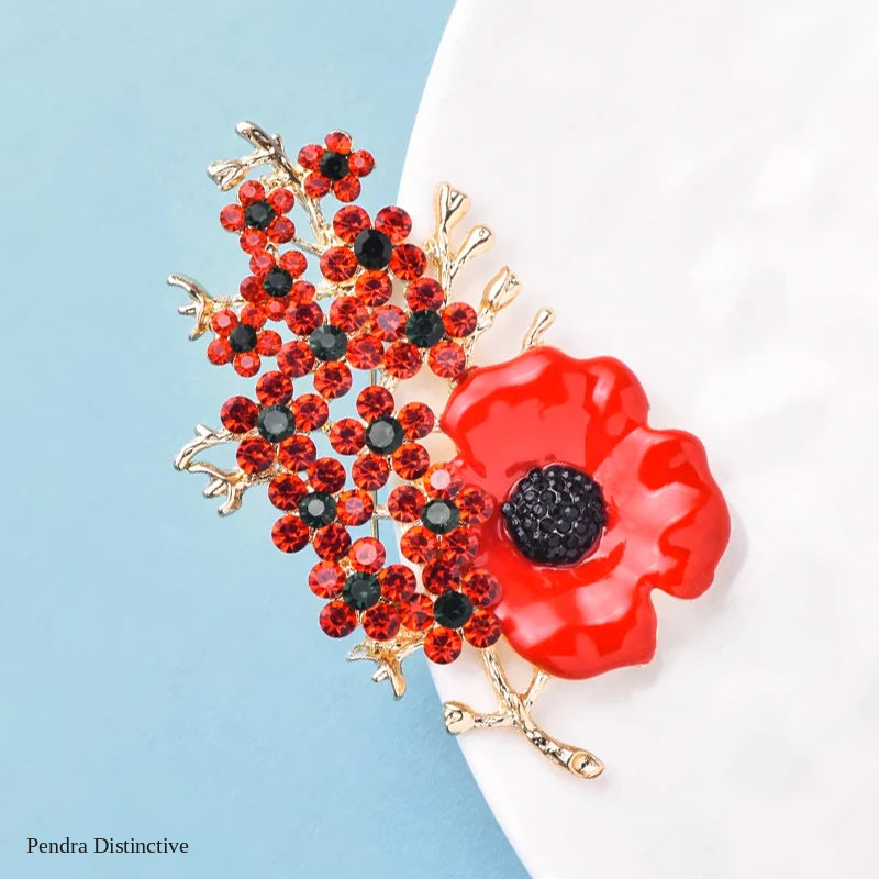 PENDRA Poppielle Beautiful Poppy Flower Brooch