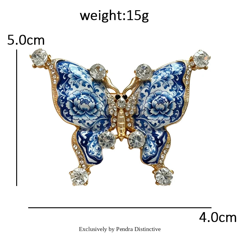 PENDRA Porcelain Animal Collection Rhinestone Brooch