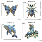 PENDRA Porcelain Animal Collection Rhinestone Brooch