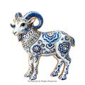 PENDRA Porcelain Goat Blue-and-White Brooch