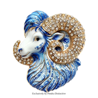 PENDRA Porcelaine Blue-White Goat Brooch