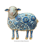 PENDRA Porcelaine Blue-White Goat Brooch
