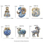 PENDRA Porcelaine Blue-White Goat Brooch