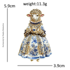 PENDRA Porcelaine Blue-White Goat Brooch