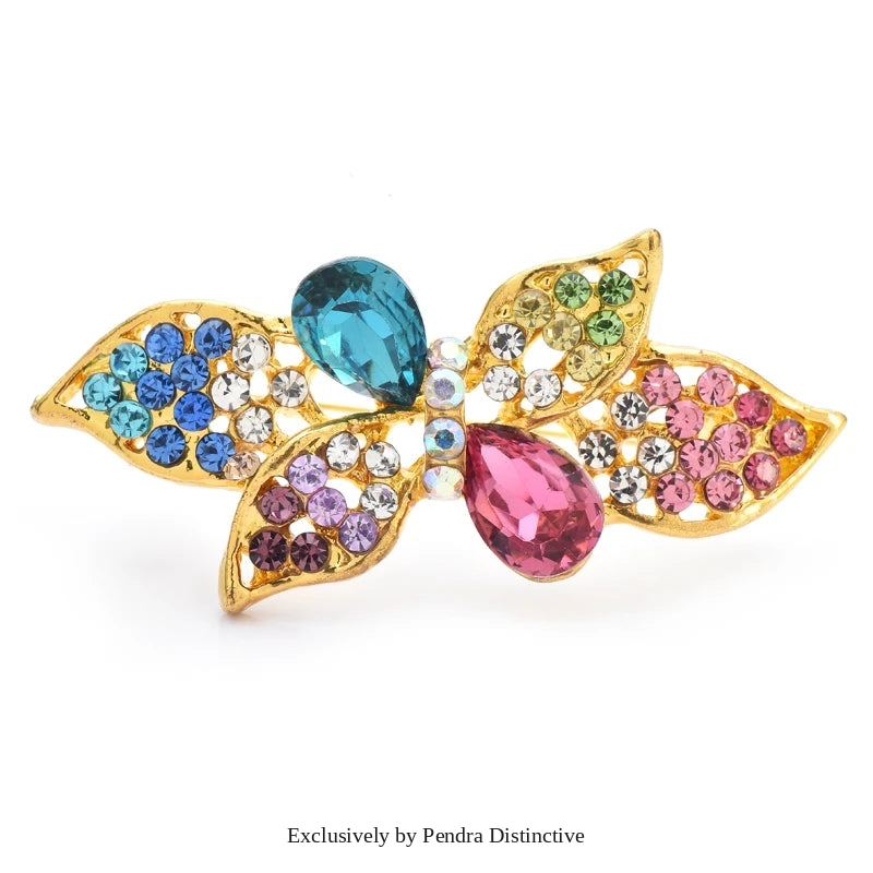 PENDRA Prismia Multicolor Rhinestone Flower Brooch