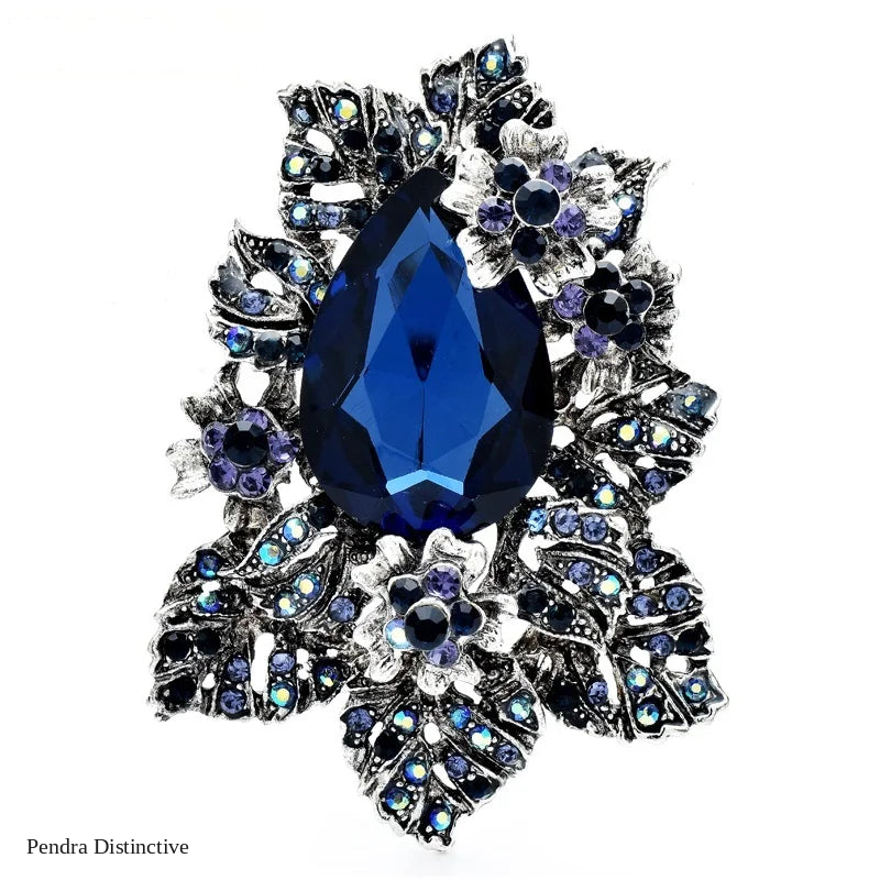 PENDRA Prismora Multicolor Crystal Flower Brooch