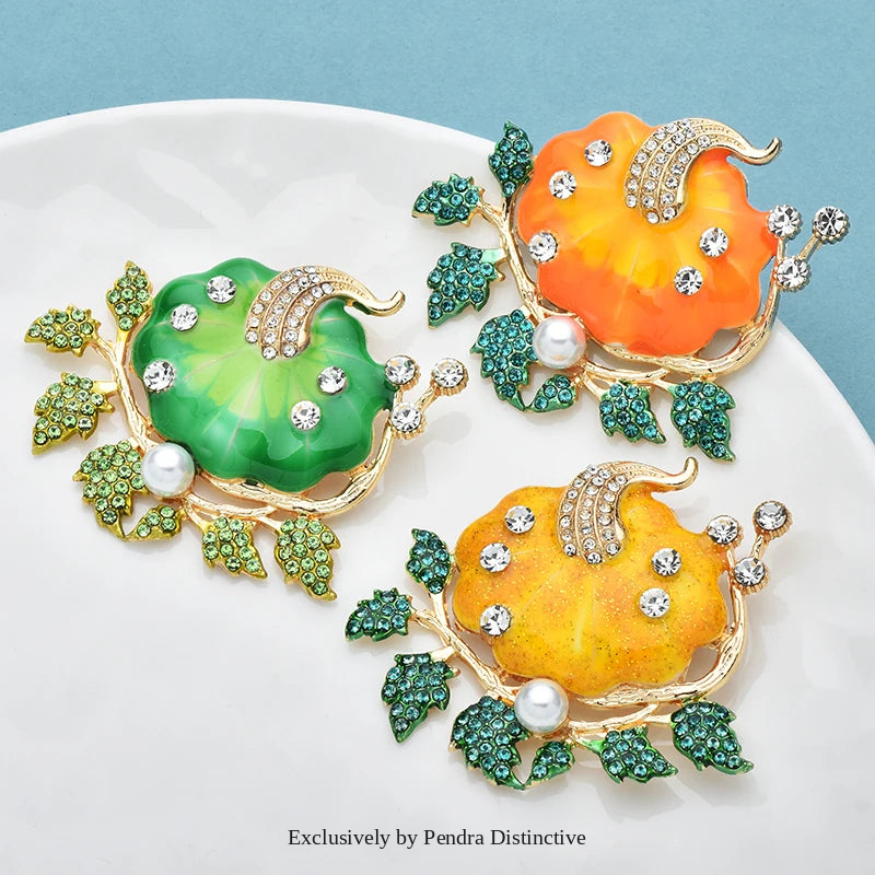 PENDRA Pumpkelle Lovely Enamel Pumpkin Brooch