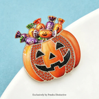 PENDRA Pumpkin Candy Jack-o'-Lantern Halloween Brooch