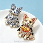 PENDRA Pumpkin Corgi Halloween Animal Brooch