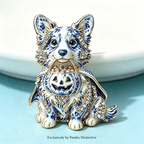 PENDRA Pumpkin Corgi Halloween Animal Brooch