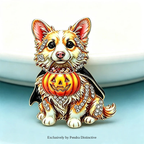 PENDRA Pumpkin Corgi Halloween Animal Brooch