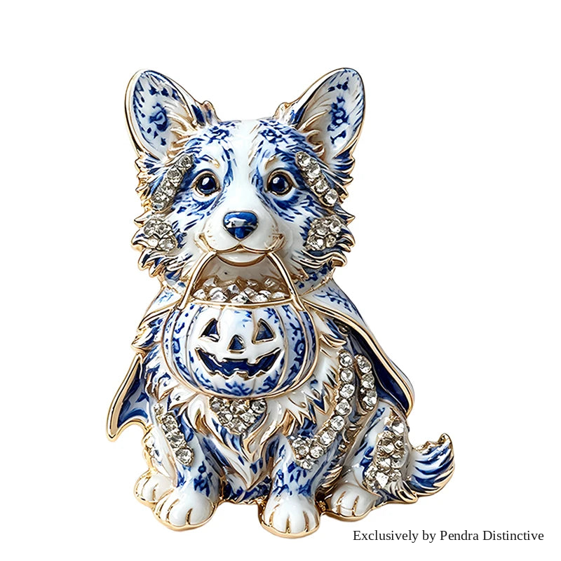 PENDRA Pumpkin Corgi Halloween Animal Brooch
