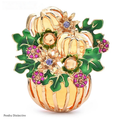 PENDRA Pumpkinbouquet Enamel Pumpkin Flower Basket Brooch