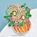 PENDRA Pumpkinbouquet Enamel Pumpkin Flower Basket Brooch