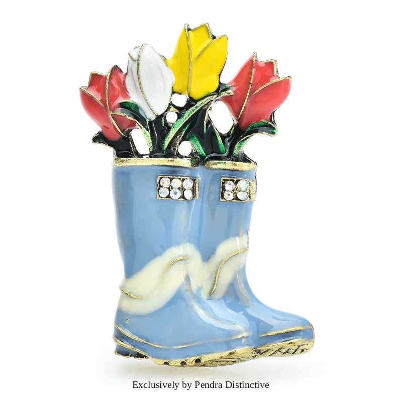 PENDRA Rainbloom Flower Rain Boot Brooch