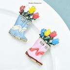 PENDRA Rainbloom Flower Rain Boot Brooch