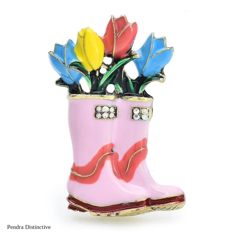 PENDRA Rainbloom Flower Rain Boot Brooch