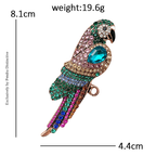 PENDRA Rainbowtail Rhinestone Parrot Brooch