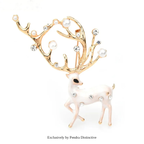 PENDRA Red Brown Enamel Deer Brooch