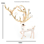 PENDRA Red Brown Enamel Deer Brooch
