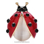 PENDRA Red Opal Ladybug Enamel Brooch