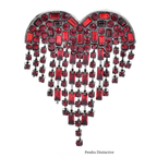PENDRA Red Tassel Heart Small Brooch