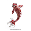 PENDRA Redcrest Rhinestone Carp Fish Brooch