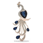PENDRA Regal Peacock Rhinestone Bird Brooch