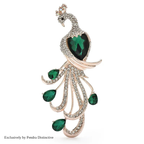 PENDRA Regal Peacock Rhinestone Bird Brooch