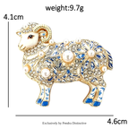 PENDRA Regal Pearl Goat Zodiac Brooch