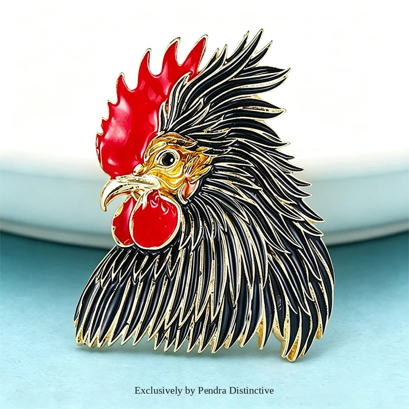 PENDRA Regalcrest Enamel Cock Brooch