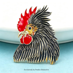 PENDRA Regalcrest Enamel Cock Brooch