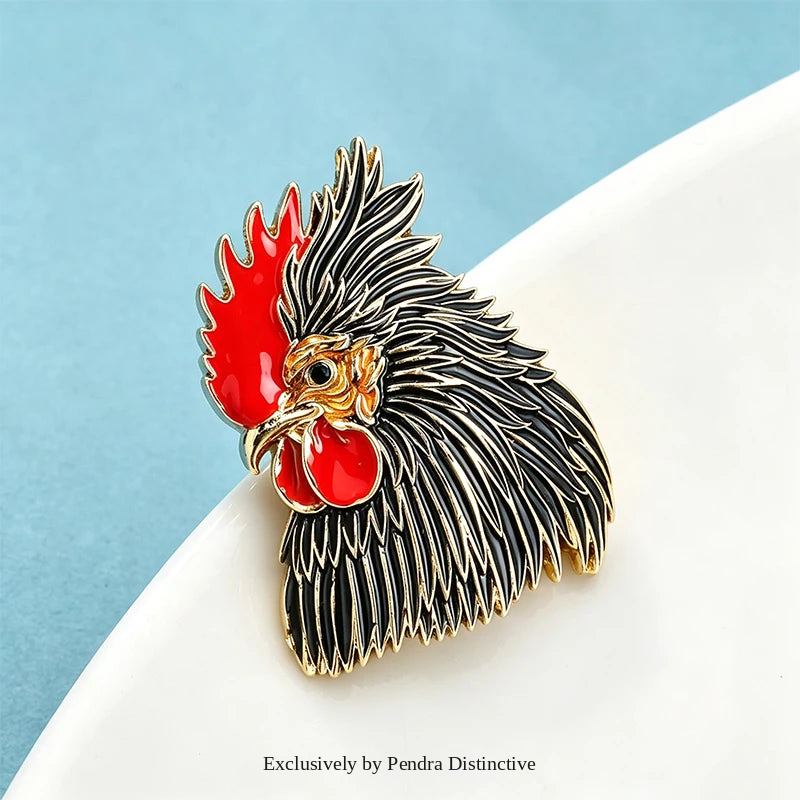 PENDRA Regalcrest Enamel Cock Brooch