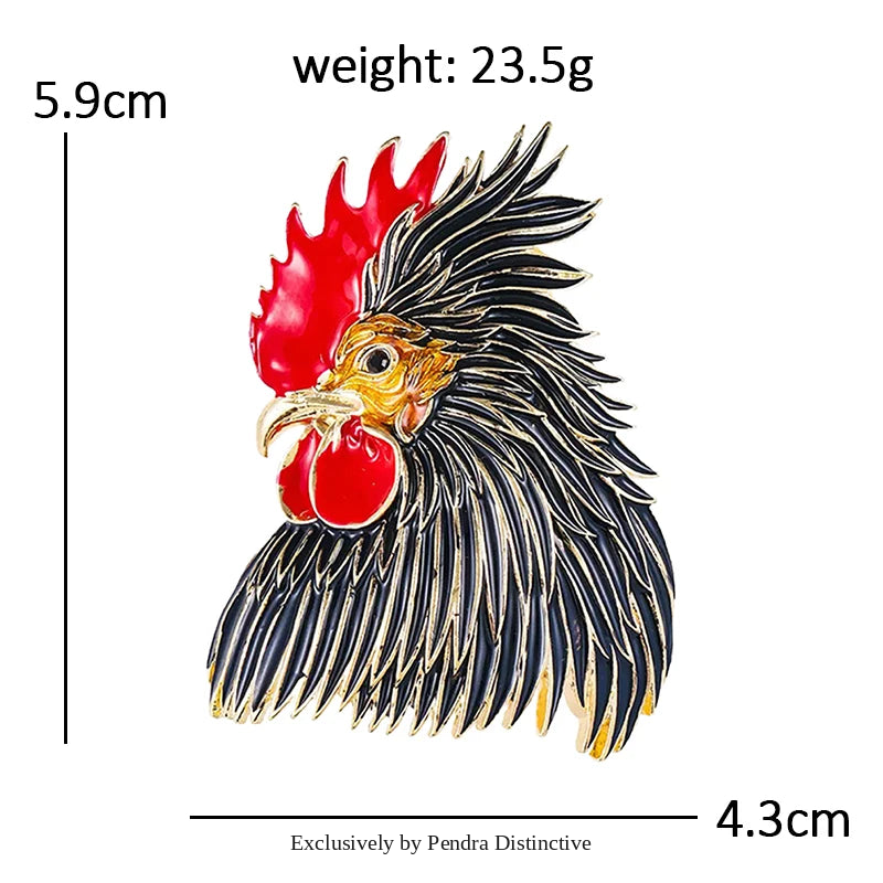 PENDRA Regalcrest Enamel Cock Brooch