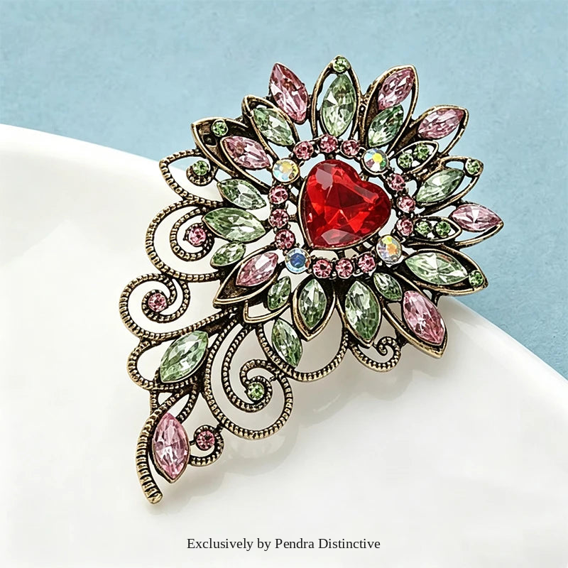 PENDRA Regalia Crystal Flower Brooch