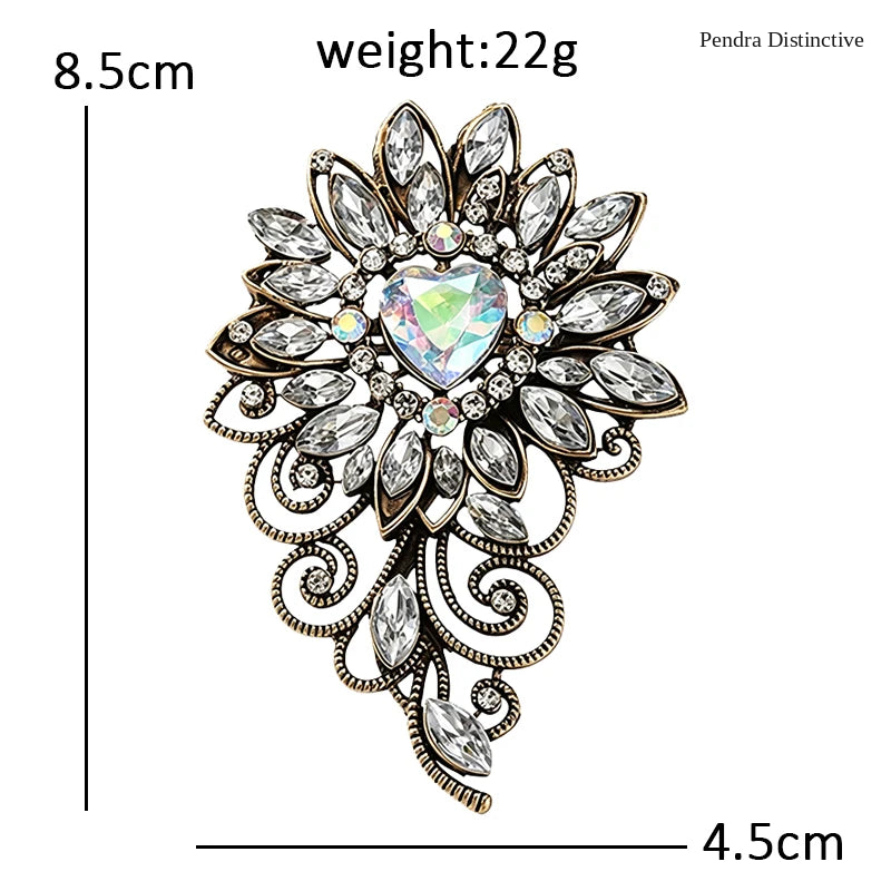 PENDRA Regalia Crystal Flower Brooch